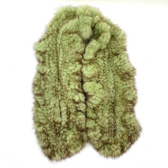 90's Parisian couture designer green mink scarf - Picture 2 of 15